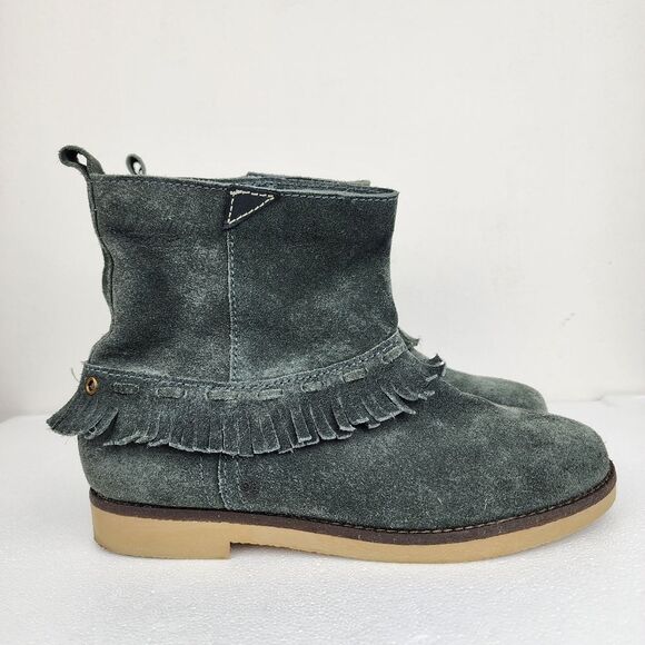 Coolway Grey Suede Fringe Ankle Boot Booties Boho Comfort Shoes Size 8 - Picture 14 of 14